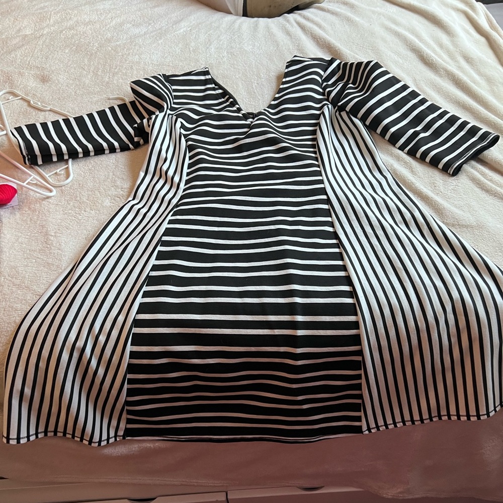 Lane Bryant black and white striped dress